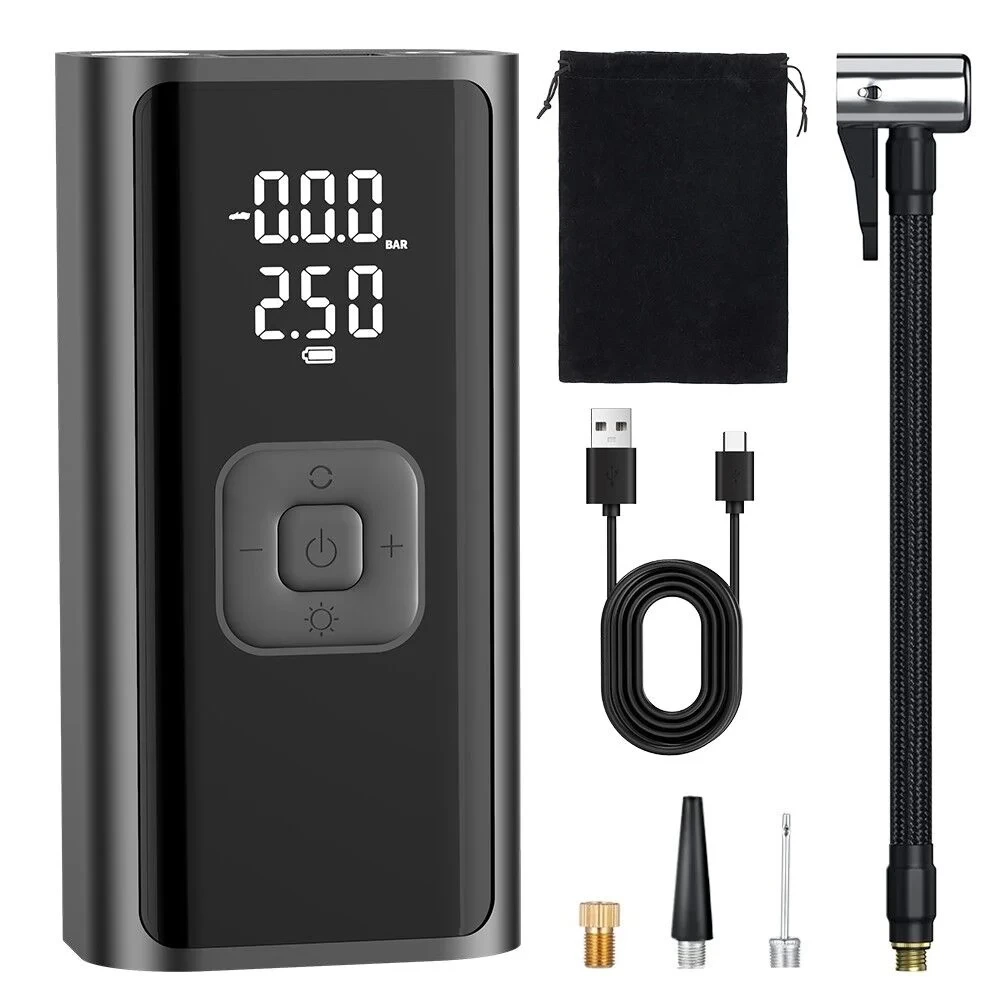 Kablosuz Akıllı Lastik Şişirme Pompası | Dijital Basınç Ölçerli | Taşınabilir Mini Kompresör