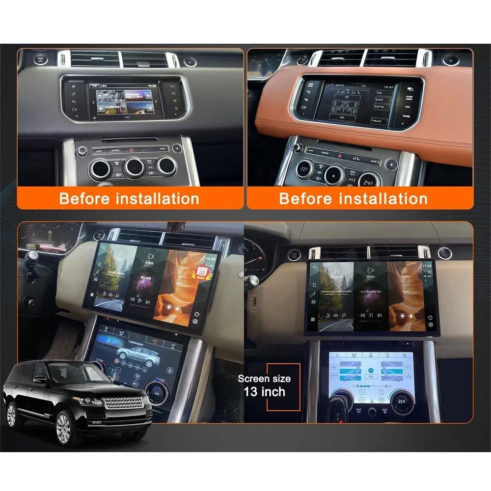 Range Rover Vogue L405 / Sport L494 / Evoque L538 (2014-2017) İçin 13.3 İnç Dikey Ekran Android 13 Multimedya