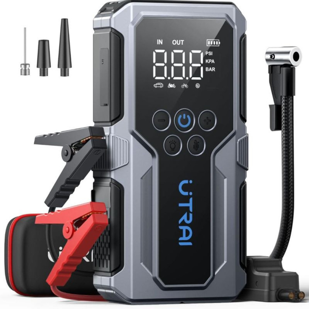 UTRAI Jstar JS9 15000mAh 1500A 4 in 1 Jump Starter + Lastik Şişirme Pompalı Taşınabilir Akü Takviye Kiti (JS-9)